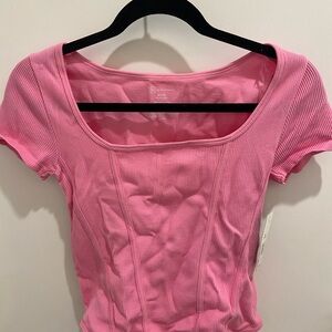Pink ribbed crop top